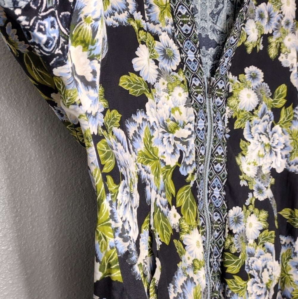 Free People Women's Boho Cinched Wildflower Kimono Full Zip Blouse Sz XS/S - Picture 10 of 16